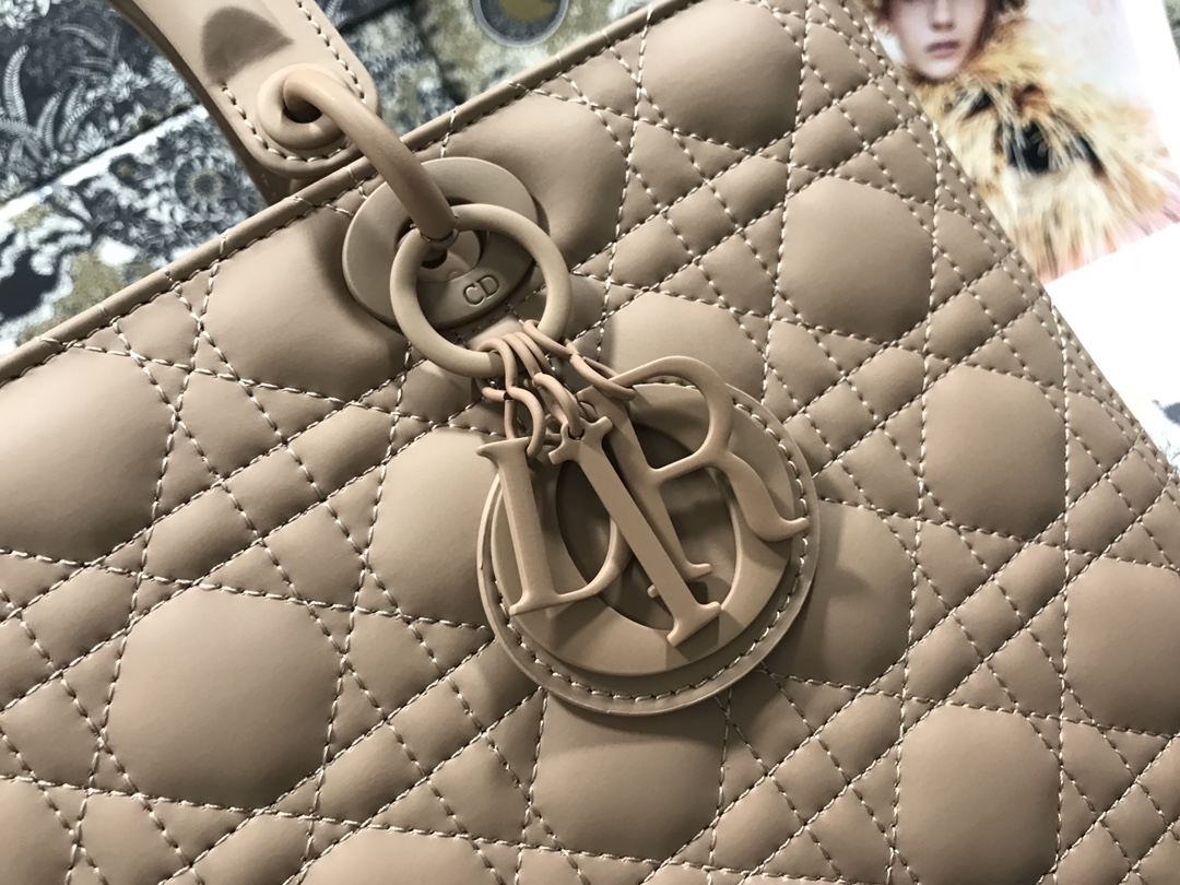 Large Lady Dior Bag Biscuit Ultramatte Cannage Calfskin